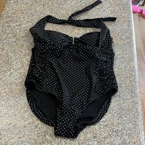 Pure Energy Polka Dot Halter Swimsuit size 16-nwt